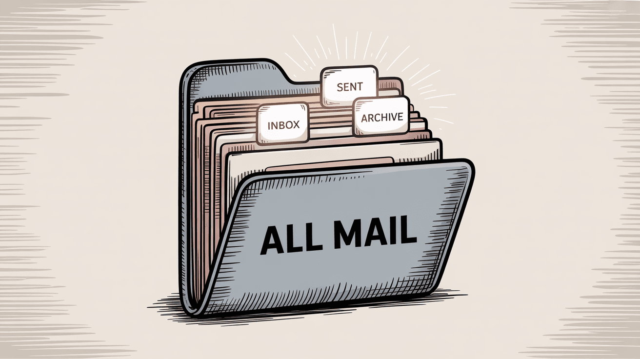 All Mail folder containing inbox, sent, and archived emails as a comprehensive master archive